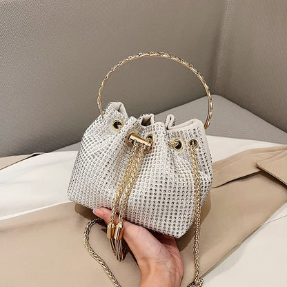 European and American shiny diamond handbag for women, glittering rhinestone design with structured silhouette