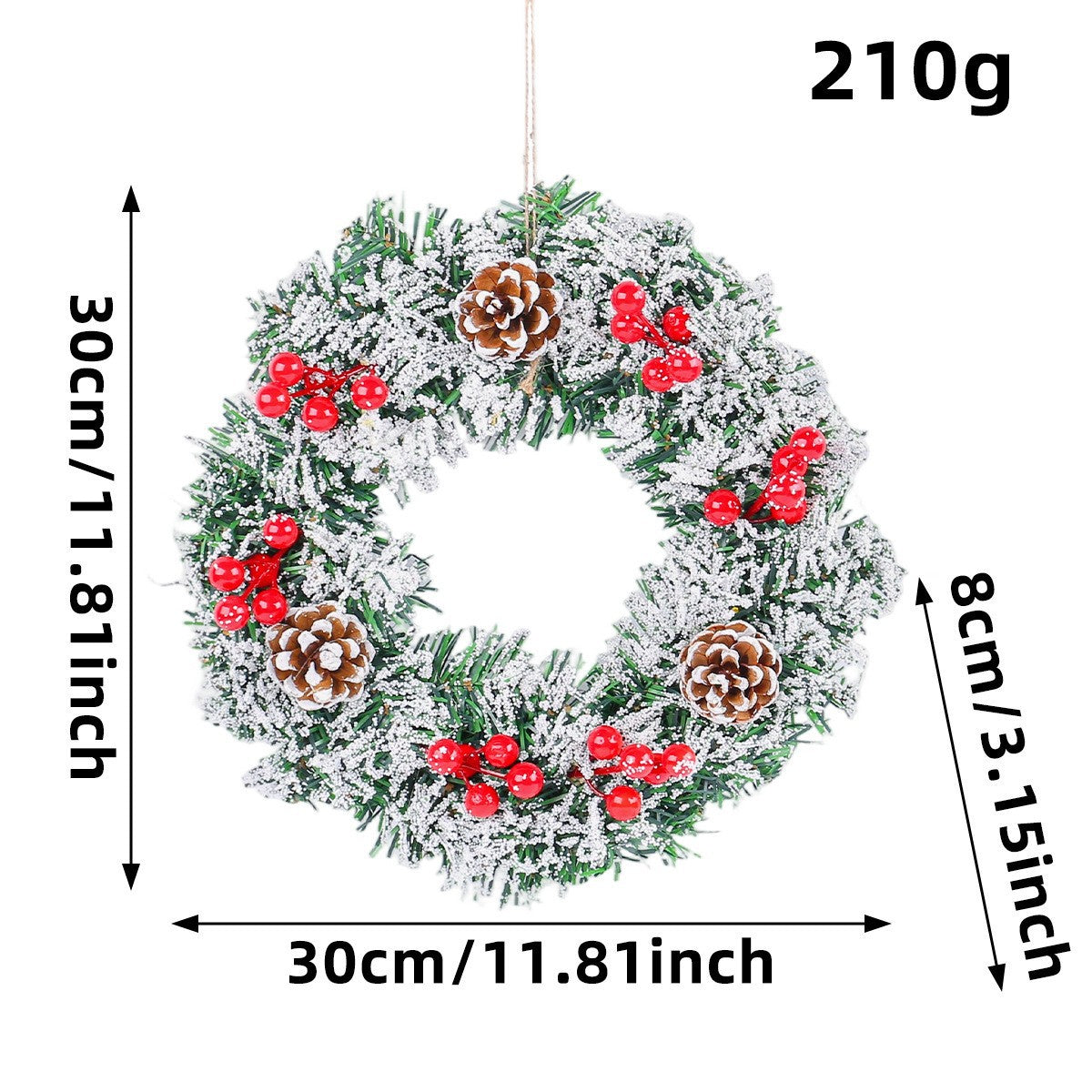 Christmas wreath decoration with festive greenery for holiday home decor