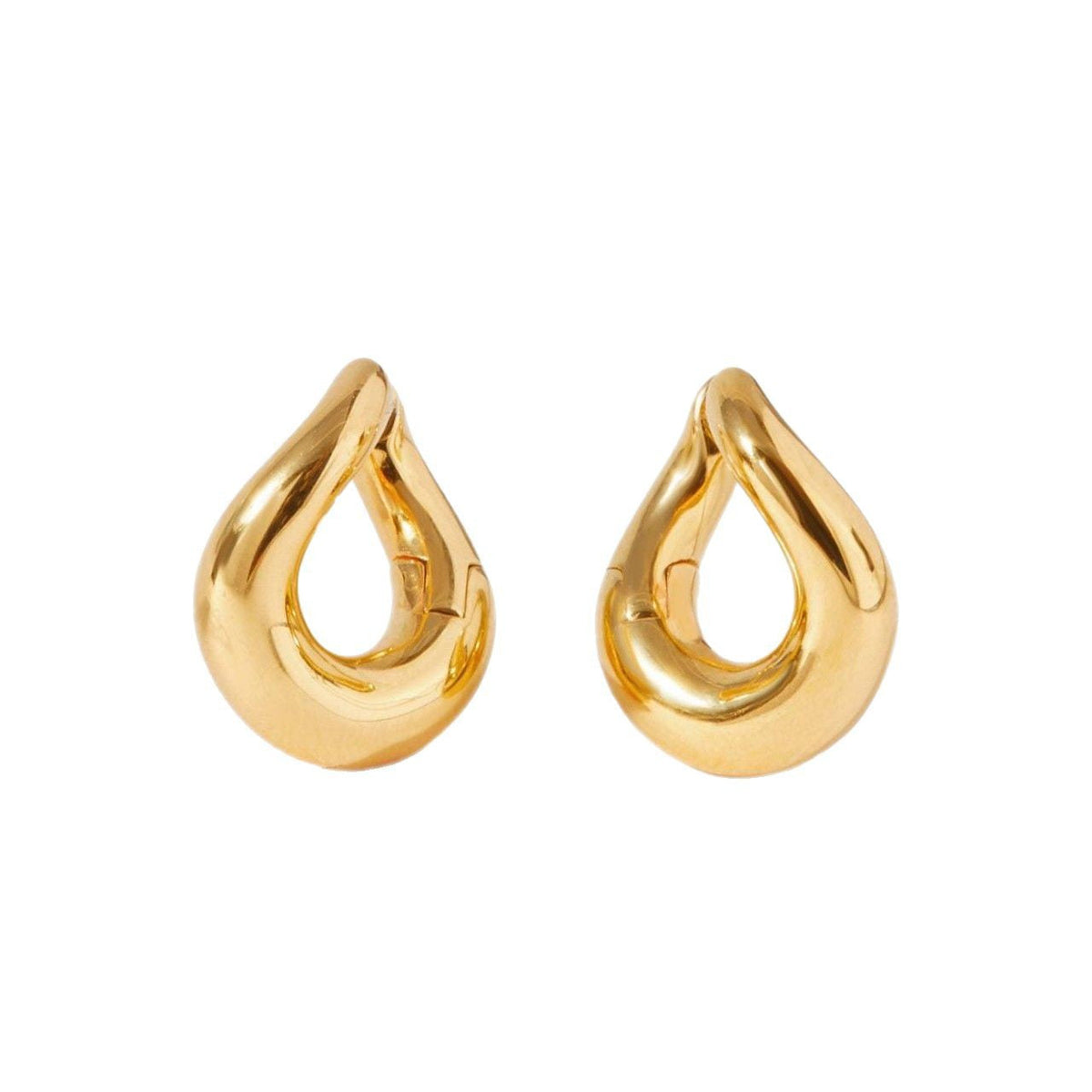 Irregular curved 18k gold-plated earrings for women, sculptural hoop design