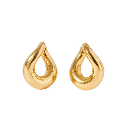 Irregular curved 18k gold-plated earrings for women, sculptural hoop design