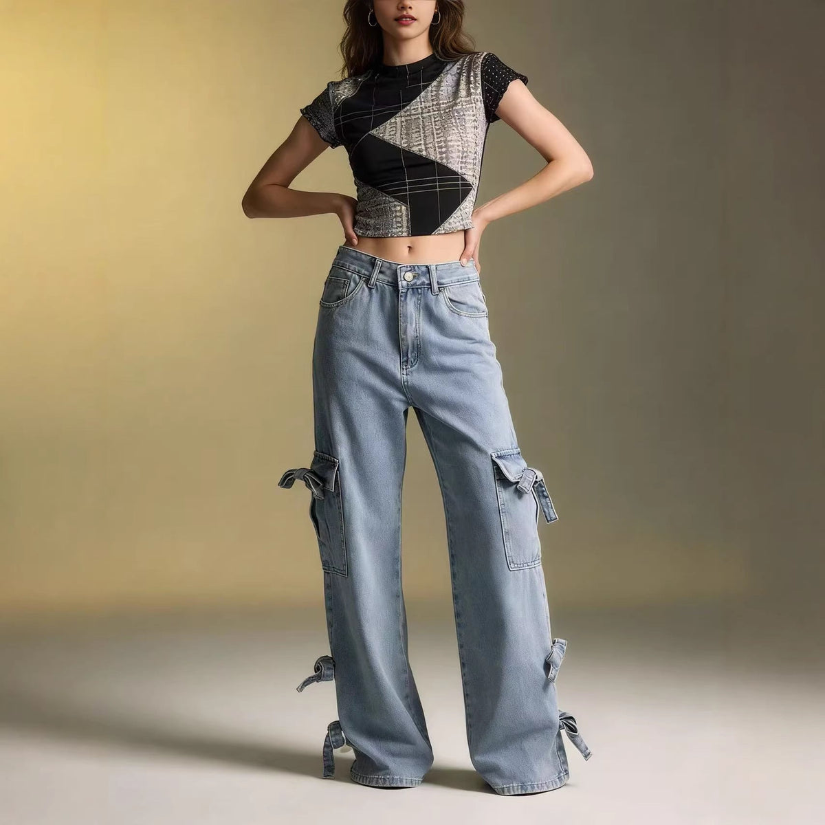 Light blue mid-rise versatile women's jeans by My Store