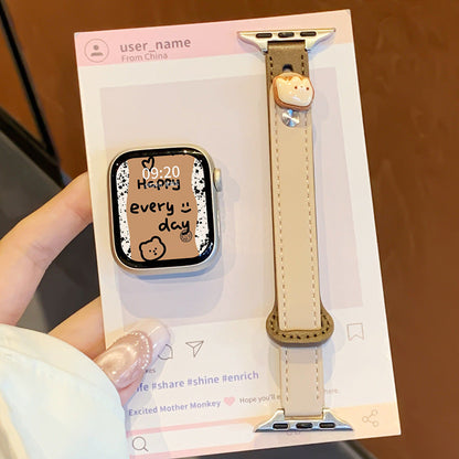 Autumnwinter S10 leather-style watch strap with double pin buckle