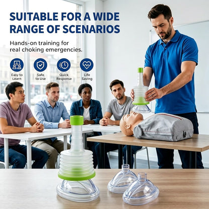 Manual choking emergency device, airway clearance suction tool for self-rescue first aid and home medical use