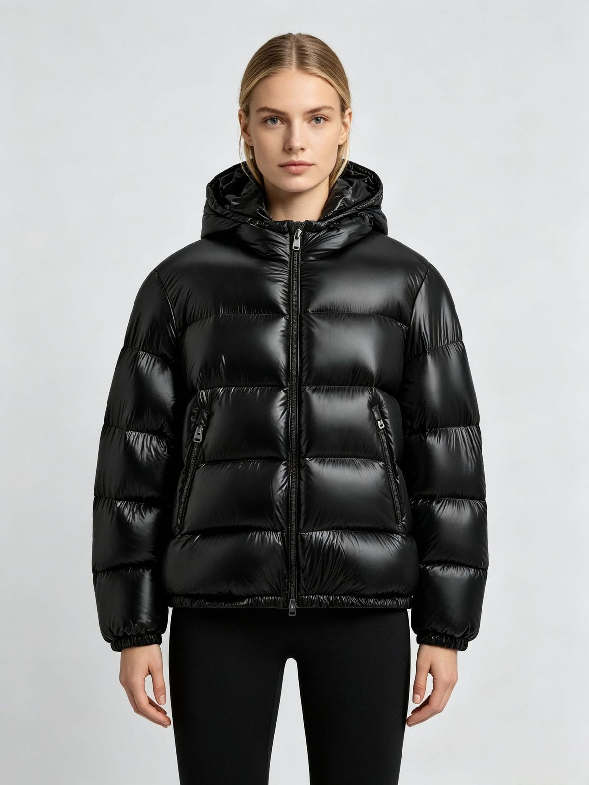 Women’s thickened winter sports jacket in a warm padded design, front view