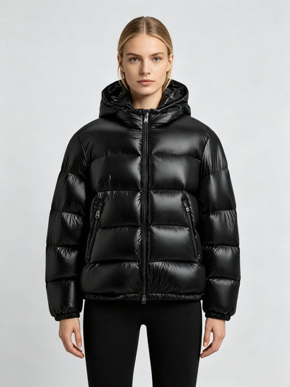 Women’s thickened winter sports jacket in a warm padded design, front view