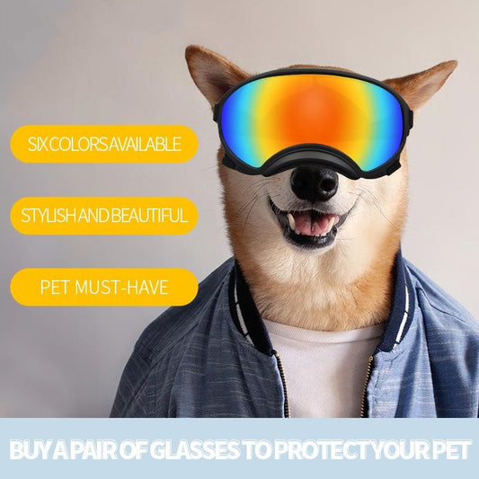 Fashionable ski sunglasses for large and medium-sized pet dogs, protective dog eyewear in black frame