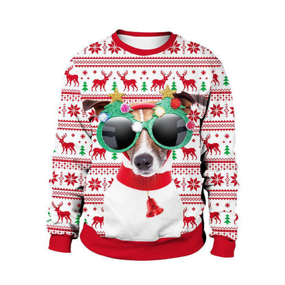 Men’s and women’s Christmas printed round-neck sweater in festive holiday design