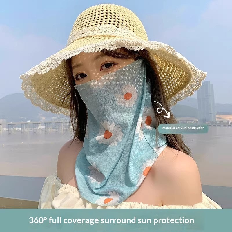 Summer UV-protective full-face mask for women, lightweight sun protection covering face and neck