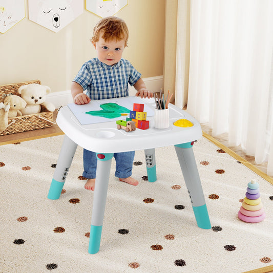 GBruno 6-in-1 baby activity center with infant jumper and toddler table, featuring colorful toys and adjustable height for infants.