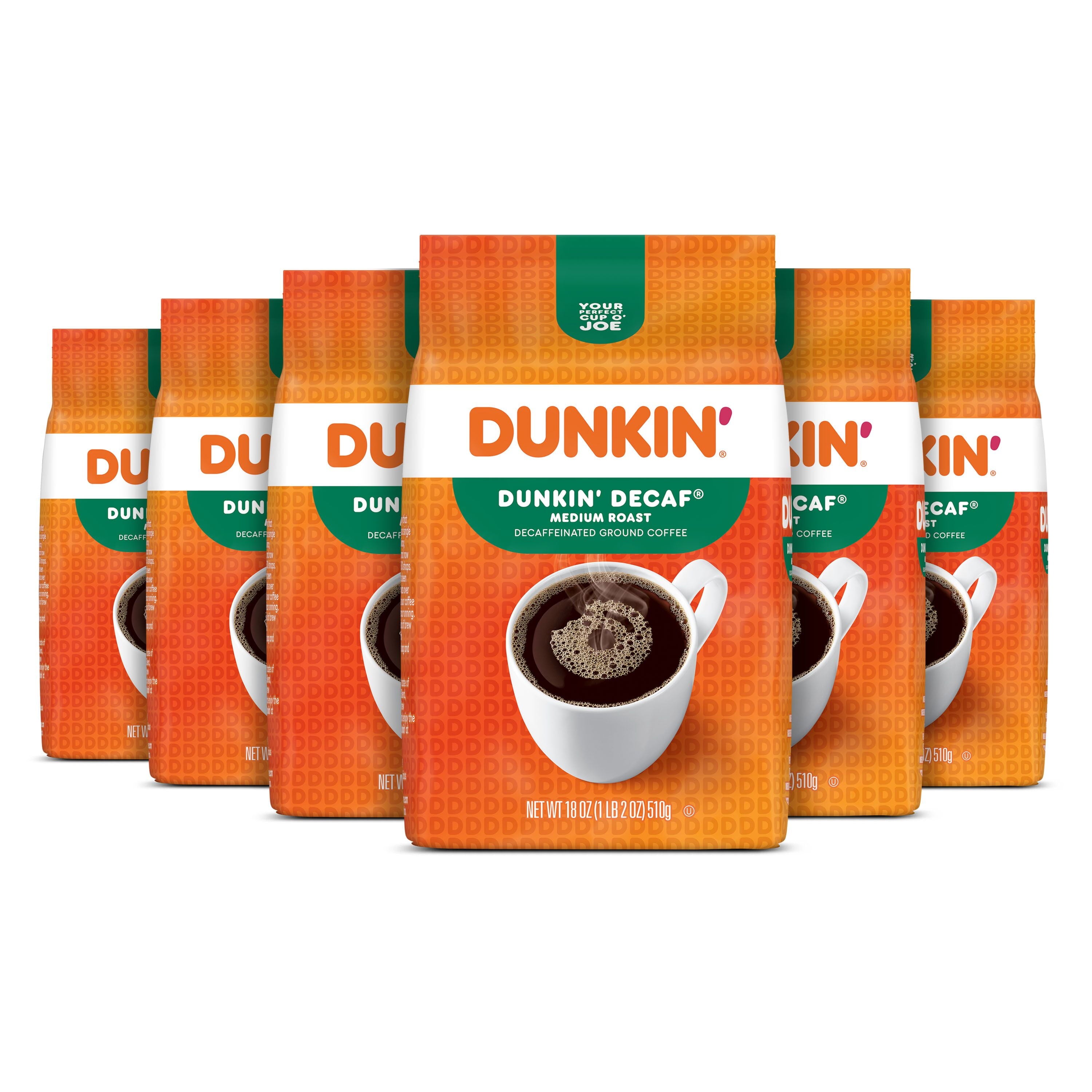 Dunkin’ Decaf Medium Roast Ground Coffee, 18 Oz Bag