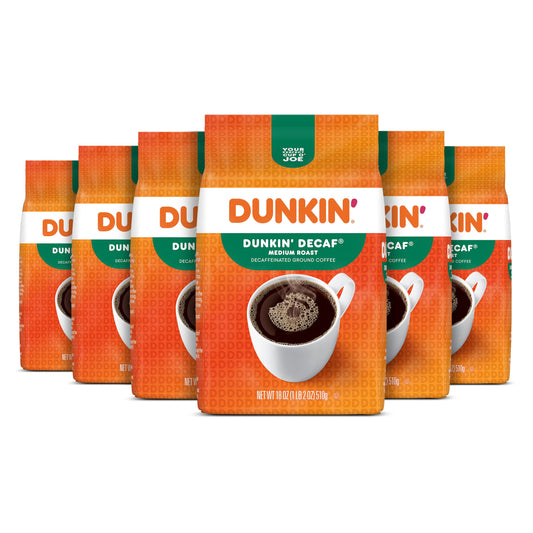 Dunkin’ Decaf Medium Roast Ground Coffee, 18 Oz Bag
