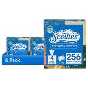 (6 Pack) Scotties Everyday Comfort Facial Tissues 2-Ply Cube Boxes 4 Pack (256 Total Tissues)
