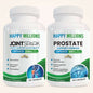 Supplements bottle for joint and prostate support by Happy Millions, featuring the product label with health benefits.