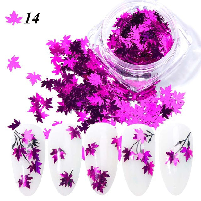 Gradient maple leaf nail sequins in multicolor autumn shades by My Store