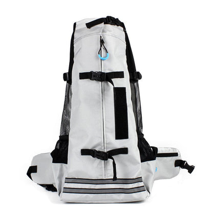 Breathable pet backpack carrier bag with mesh panels for comfortable pet transport