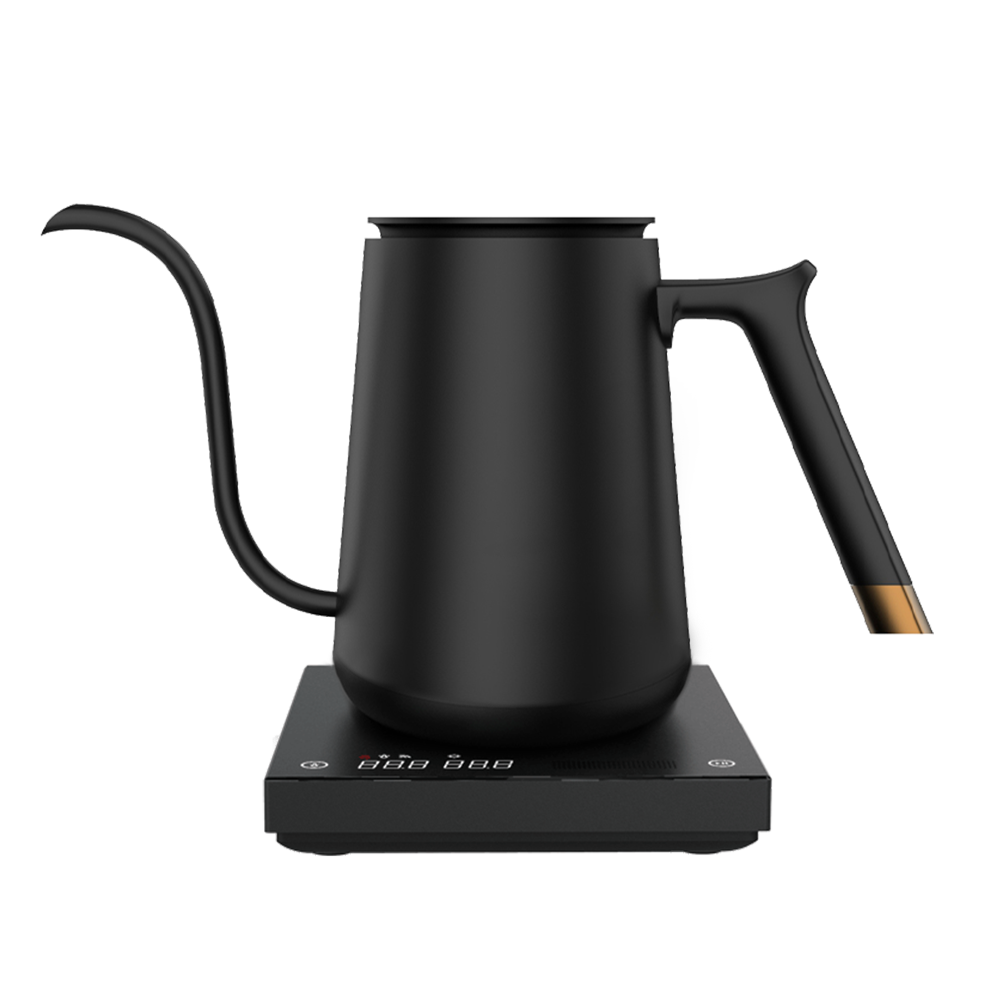 Timemore Fish Smart electric coffee kettle with 600ml capacity, sleek design, and digital temperature control for home brewing.
