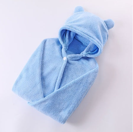 Cotton baby care hooded bath towel with soft hooded design for gentle drying