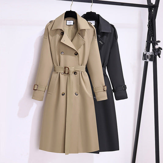 Elegant high-end mid-length women's trench coat by My Store, featuring a refined tailored silhouette
