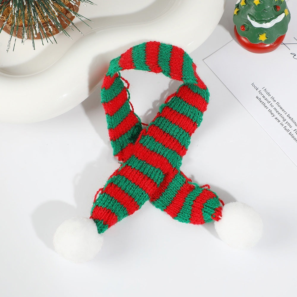 Mini Christmas scarf hat doll decoration in festive red and white attire