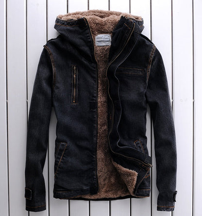 Warm denim jacket with classic blue denim texture and button-front design