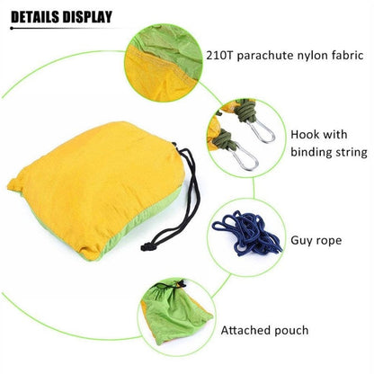 Portable nylon parachute double backpacking hammock for outdoor camping, shown in a compact lightweight design