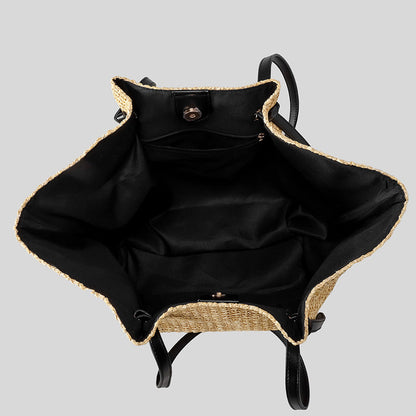 Casual large-capacity straw tote shoulder bag with woven texture and spacious design