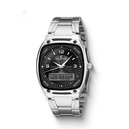 Men's alloy quartz watch with a steel bracelet