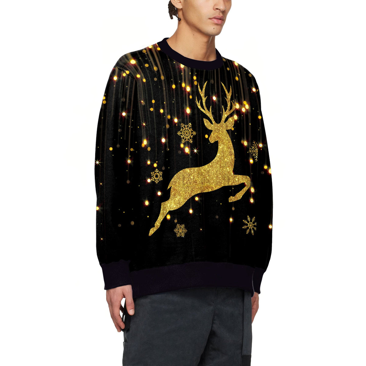 Women's Christmas elk digital print round neck sweater from My Store