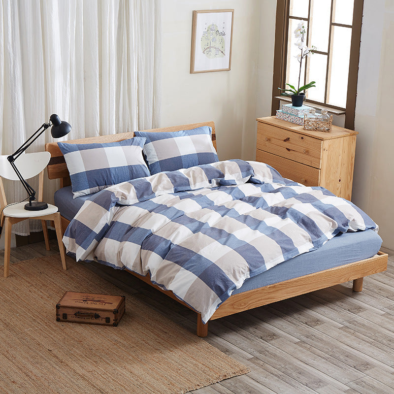 Pure cotton four-piece bed sheet set with soft fabric and coordinated bedding pieces