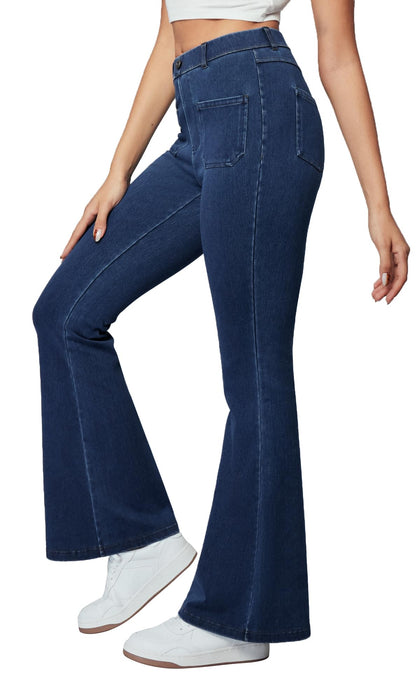 Heathyoga Women's Stretch Flare Jeans with Tummy Control