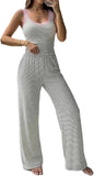 CHICME women's 2-piece striped knit pajama set with long sleeve top and matching pants, soft and comfortable lounge sleepwear