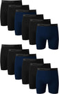Hanes men's boxer briefs pack featuring cool, breathable cotton with moisture-wicking fabric and a no-ride-up design.