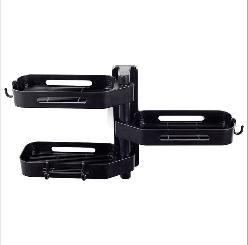 Rotating wall-mounted plastic storage box for kitchen or bathroom, punch-free debris organizer