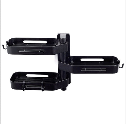 Rotating wall-mounted plastic storage box for kitchen or bathroom, punch-free debris organizer