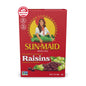 Sun-Maid California Sun-Dried Raisins in snack-size boxes, displayed in a fruit gift basket.
