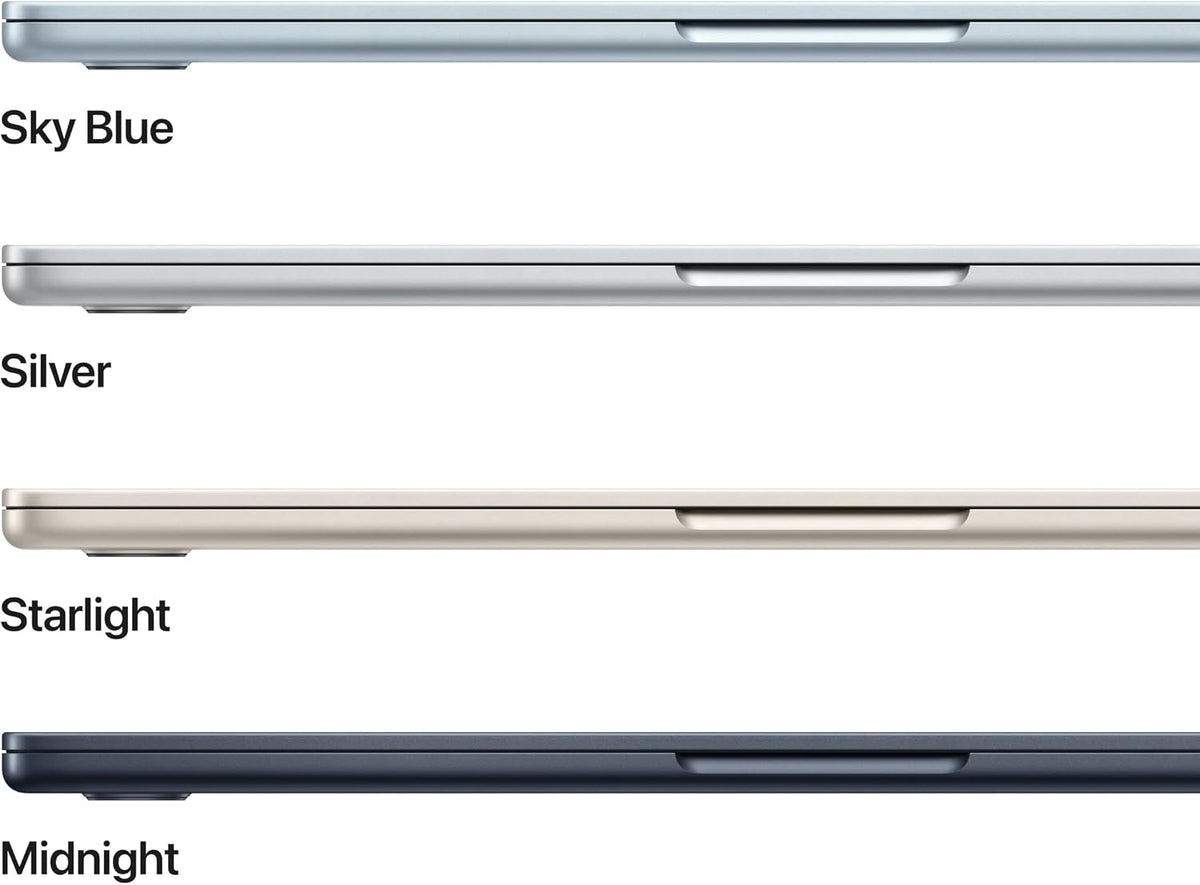 Apple MacBook Air 13-inch laptop with M5 chip, Liquid Retina display, Midnight color, thin design, and keyboard.