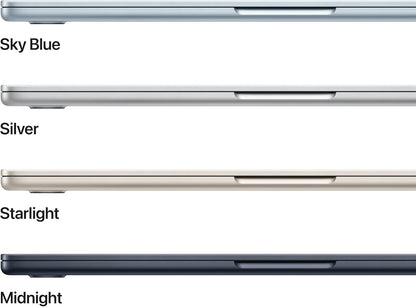 Apple MacBook Air 13-inch laptop with M5 chip, Liquid Retina display, Midnight color, thin design, and keyboard.