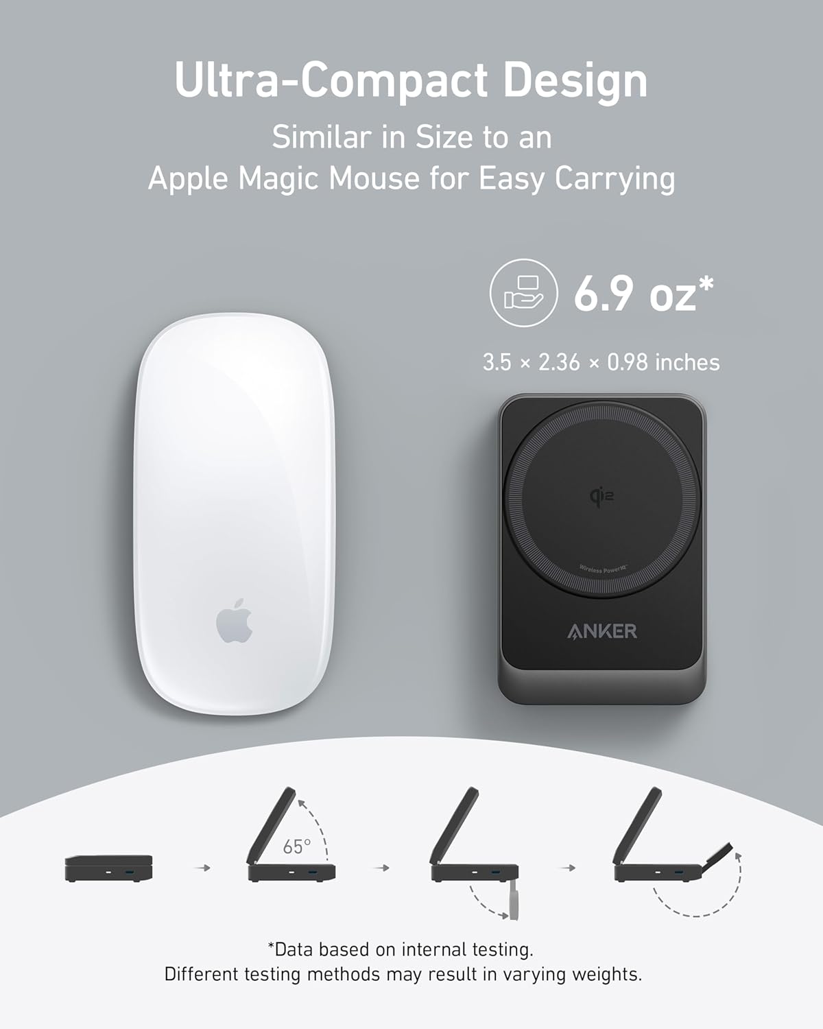 Anker MagGo Wireless Charging Station foldable 3-in-1 with charging pads for phone, smartwatch, and earbuds on a white surface.