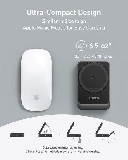 Anker MagGo Wireless Charging Station foldable 3-in-1 with charging pads for phone, smartwatch, and earbuds on a white surface.