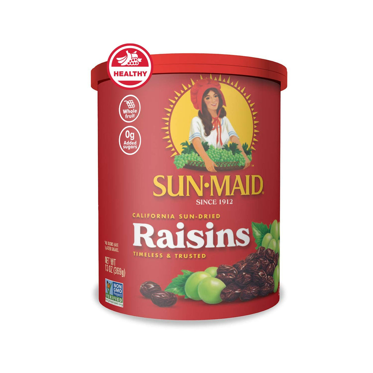 Sun-Maid dried fruit bundle with California sun-dried raisins and mixed berries in resealable bags, including cranberries, cherries, and blueberries.