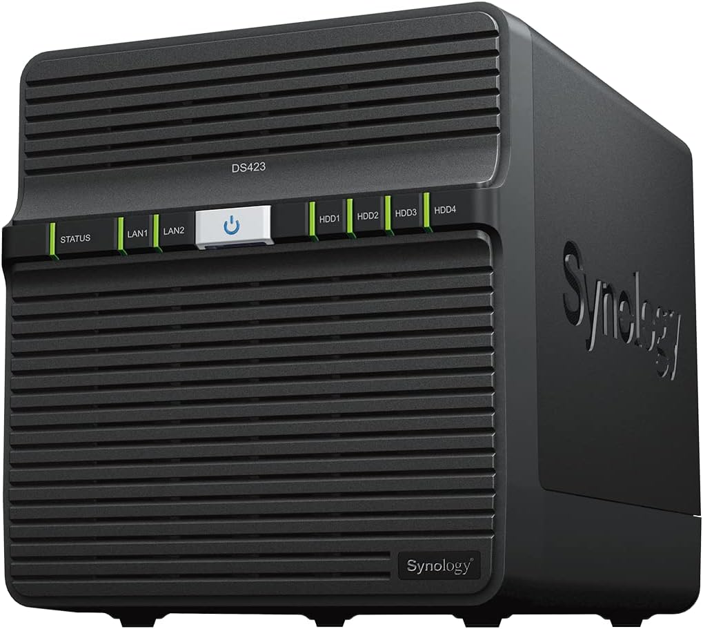 Synology DS223 2-bay diskless NAS for home and office backup, file centralization, data protection, and property monitoring.