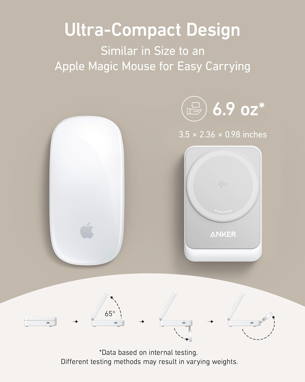 Anker MagGo Wireless Charging Station foldable 3-in-1 with space for phone, smartwatch, and earbuds on a white surface.