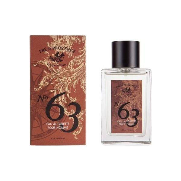 Pre De Provence No 63 Warm & Spicy Shea Eau De Toilette in 3.8 oz bottle, featuring a luxurious fragrance and elegant packaging.