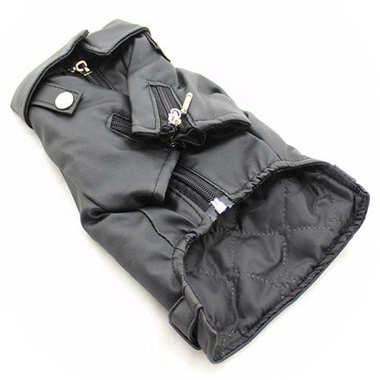 Small dog wearing an embroidered eagle leather jacket sticker design by Pet