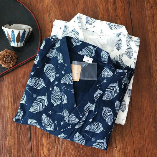Men's cotton nightgown for home wear, shown in a relaxed fashion style