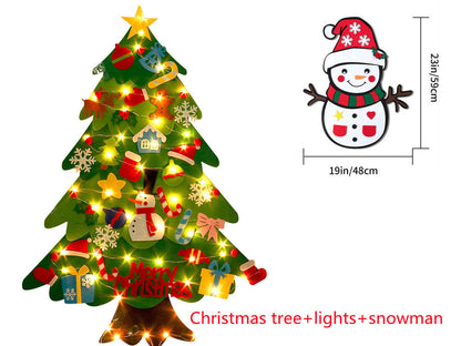Children's DIY felt Christmas tree with decorative lights and removable ornaments