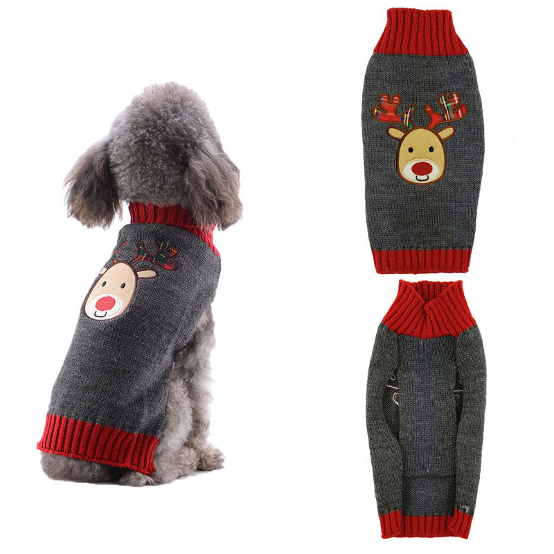 Small dog Christmas clothes with red pompom detail by My Store