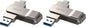 Lexar D40E 128GB dual USB 3.2 Gen 1 Type-C jump drive in champagne silver, showing sleek design and USB ports.