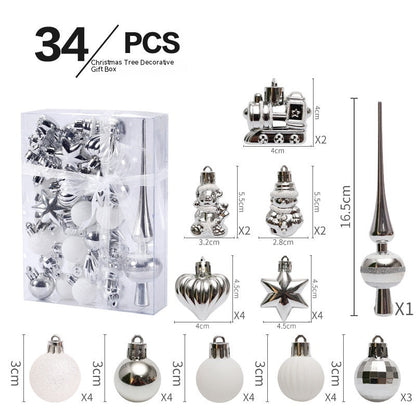 Christmas decorations ball set with assorted Christmas tree pendants in festive colors