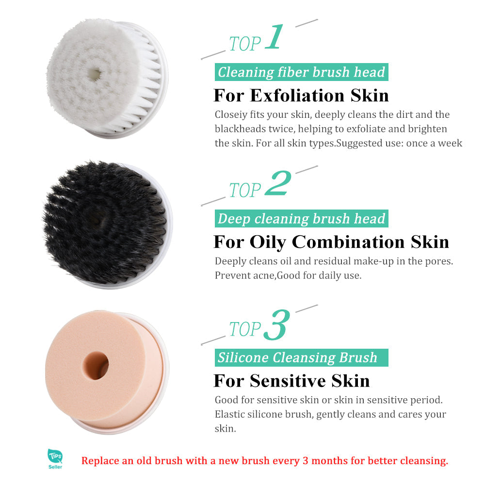 Rotary electric face washer cleaning brush with ergonomic handle and soft cleansing head